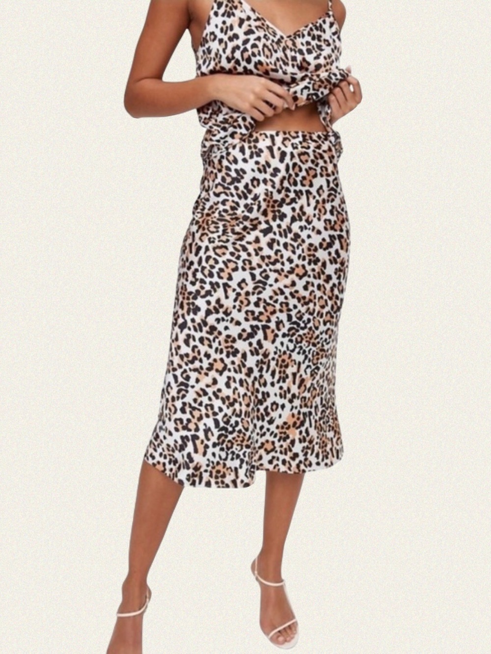 Babaton Leopard Print Satin Midi Skirt - Picture 4 of 10